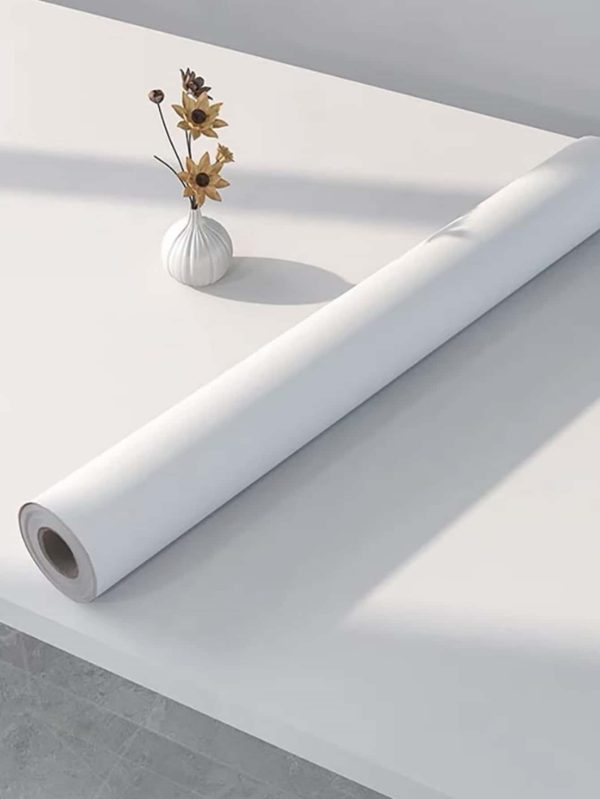 1 Roll Thickened White Matte Pvc Waterproof Contact Paper Self-adhesive Removable Vinyl Wallpaper White