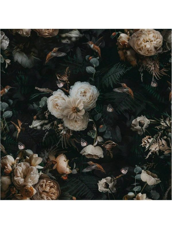 Wallpapr Peel And Stick Boho Wallpaper Removable Vintage Flroal Wallpaper For Bathroom Bedroom Floral Leaf Wallpaper Black Floral Contact Paper For Cabinet Accent Wall 17.7 * 393in 1