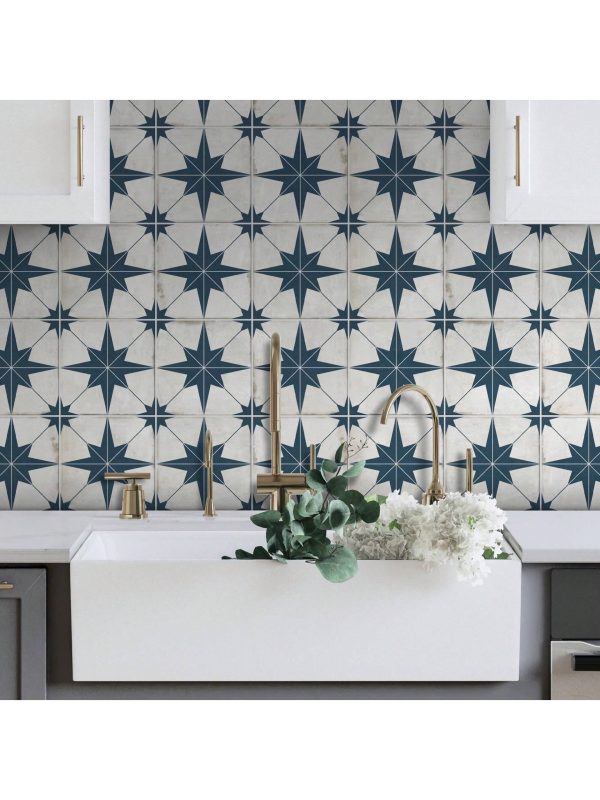 1 Roll Peel And Stick Wallpaper For Kitchen Bathroom Shower Bedroom Countertop Self-Adhesive Removable Decorative Contact Paper Patterned Vinyl Waterproof Wall Paper Blue