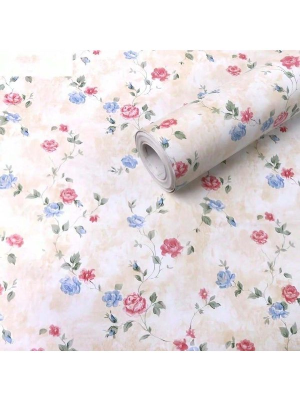 1 Roll Of Self-Adhesive Living Room Bedroom Wall Wallpaper Waterproof Moisture-Proof Drawer Countertop Wardrobe Decoration Sticker Flowers On the Road